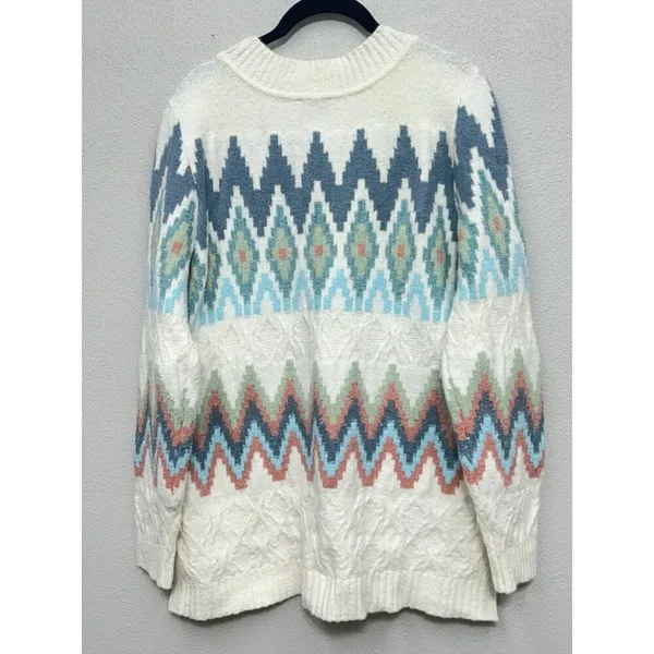 Talbots Wool Blend Sweater Women's Size Small Fair Isle Zig Zag Chevron Ski Soft - Image 2