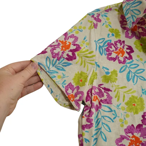 Fieldgear Womens Linen Blend Floral Button Up Shirt Short Sleeve Tropical Small‎ - Image 5