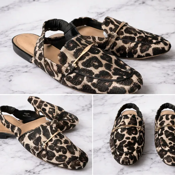 Leopard Print Slingback Loafers - Women size 6 - Image 2