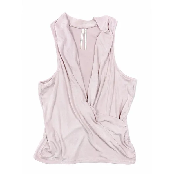 Anthropologie Size M Blush Pink Draped Sleeveless Top Soft Knit Faux Wrap - Image 4