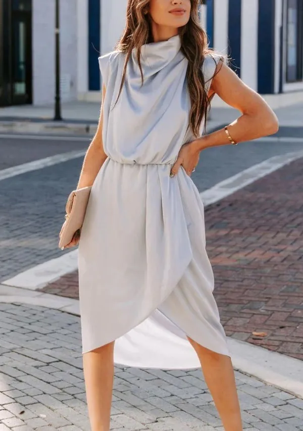 VICI | Silesia Satin Cowl Neck Dress - Image 2