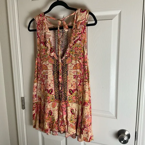 Free People "Summer in Tulum Floral Printed Linen Tunic Top - Size M⁠ - Image 10