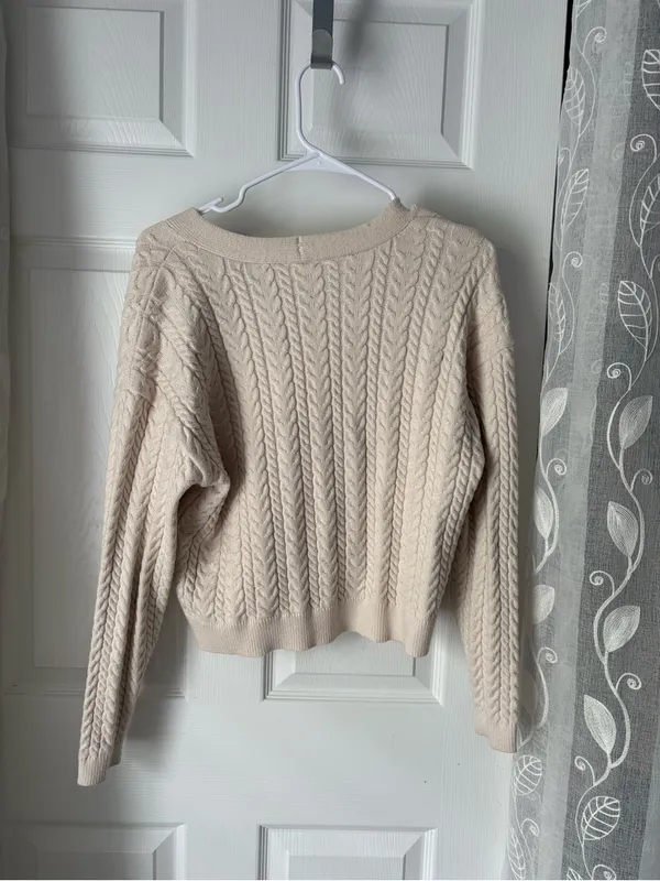 Cyrus Cable Knit Button-Front Women's Cardigan Sweater size L - Image 8