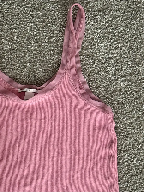 Victoria’s Secret Pink Ribbed Lettuce Hem Tank Top Large Y2K Cami 2000s - Image 4