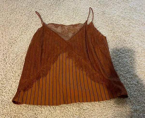 ZARA Orange and black lace striped spaghetti strap top never worn - Image 3