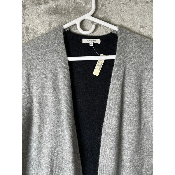 Madewell Kent Cardigan Coziest Yarn Colorblock Merino Alpaca Wool Sweater XS NEW - Image 2