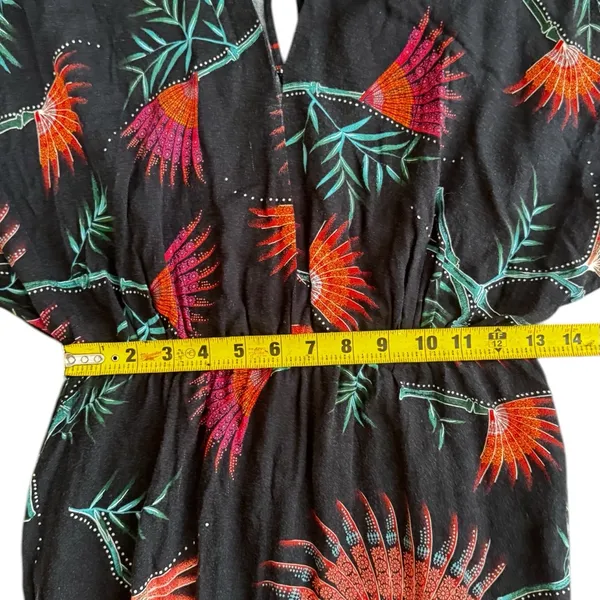 Farm Rio Anthropologie Valentina Black Maxi Orange Tropical Floral Print Sz S - Image 16