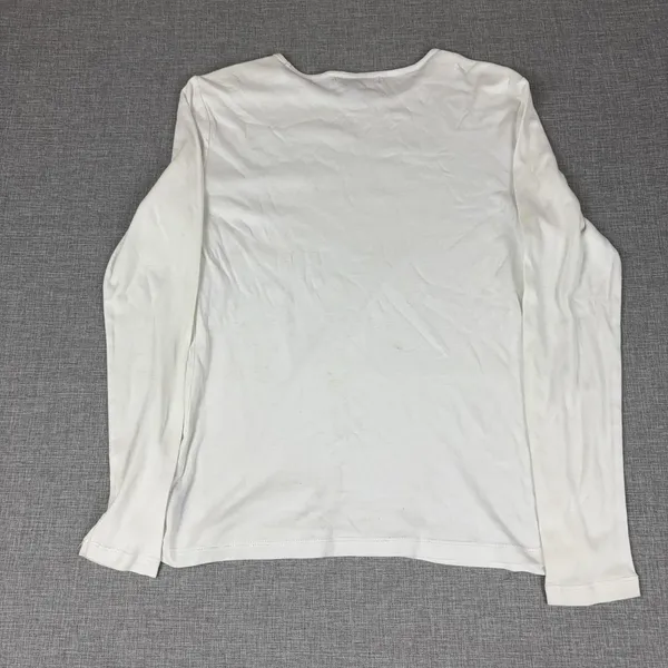 Lauren Ralph Lauren T-Shirt Womens L White‎ Long Sleeve Crew Neck Buttons - Image 10