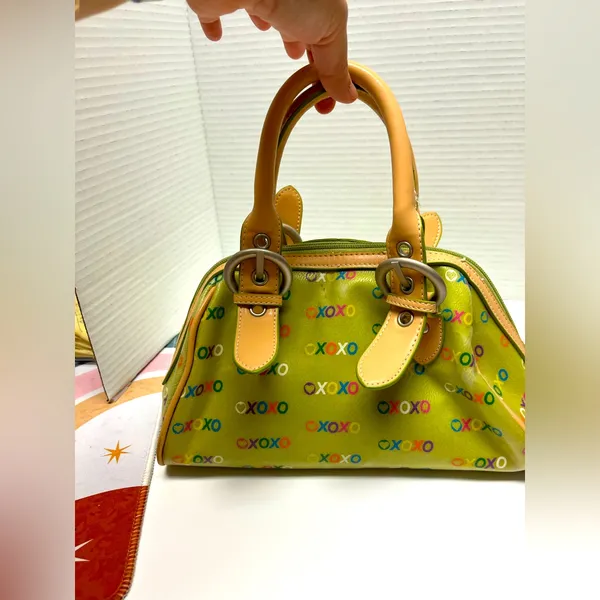 Vintage Y2K XOXO Mini Handbag – Green Logo‎ Print with XOXO Charms - Image 7
