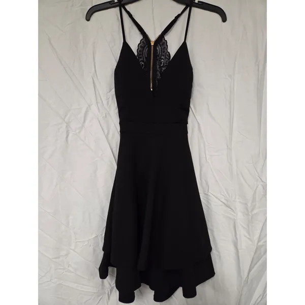 Honey + Rosie Skater Black Lace-Back Mini Dress Size XS - Image 2