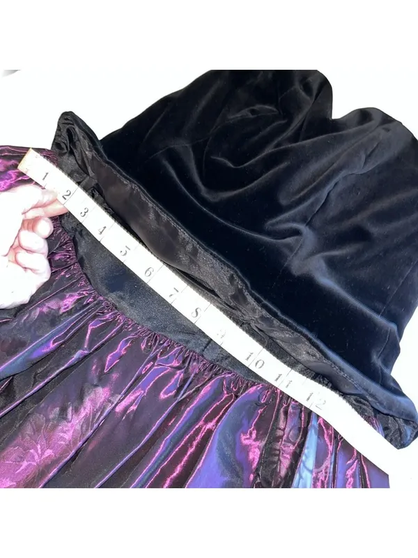 Vintage Semi Formal Laura Ashley 90s 80s Velvet Strapless Ball Gown - Image 11