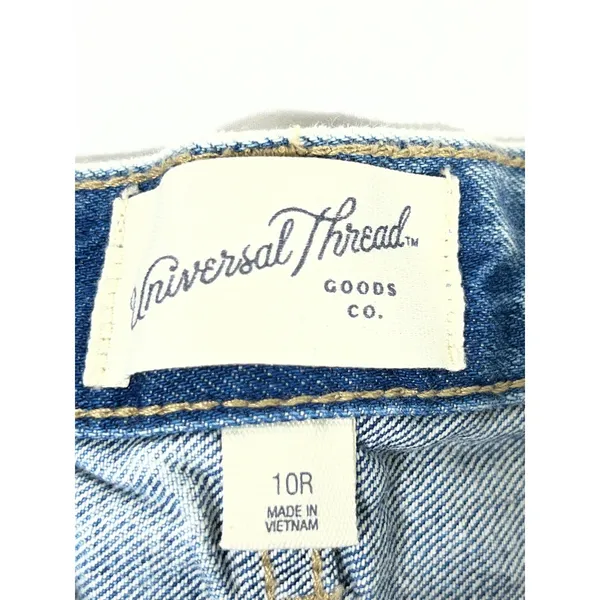 Universal Threads Denim Jeans Women 10R Medium Wash Distressed Patchwork‎ Baggy - Image 8