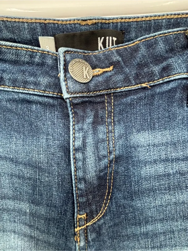 Kut from the Kloth Indigo Blue Frayed Hem Jean Shorts - Image 2