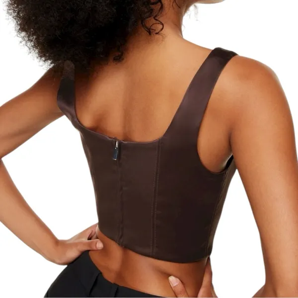 Aritzia Ten by Babaton S Dark Chocolate Brown Elevate Square Neck Bustier Top - Image 2