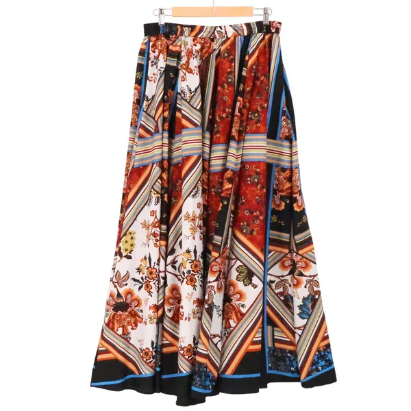 Truly 4 You Patchwork Floral Maxi Skirt Womens Size M Boho Elastic Waist - Image 4