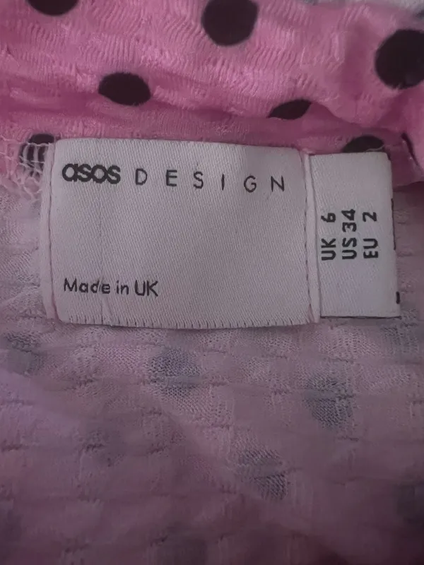 ASOS Pink Polka Dot Puff Sleeve Mini Dress US 2 - Image 6