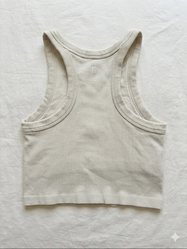 Buffbunny Collection | Ribbed cream crop tank top | Small - Image 3