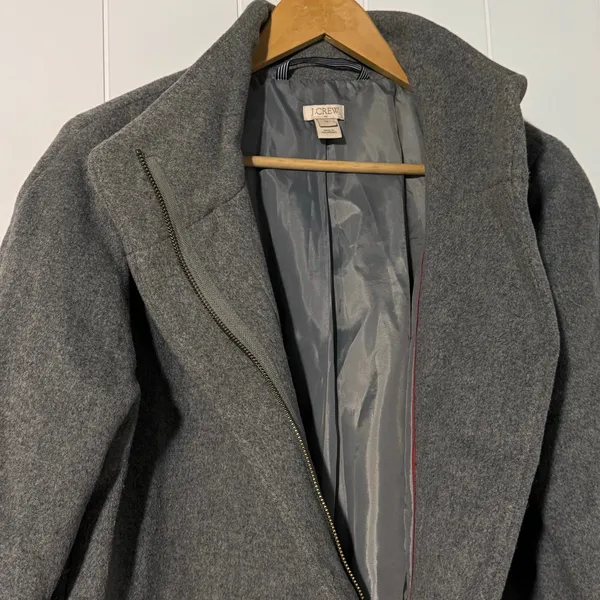 J.Crew Wool Blend Coat Size 10 Gray Zip Front Funnel Neck Jacket - Image 8