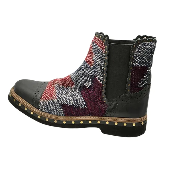 Free People Brayden Western Booties Black Kilim Woven Studded Leather 37 Womens - Image 6