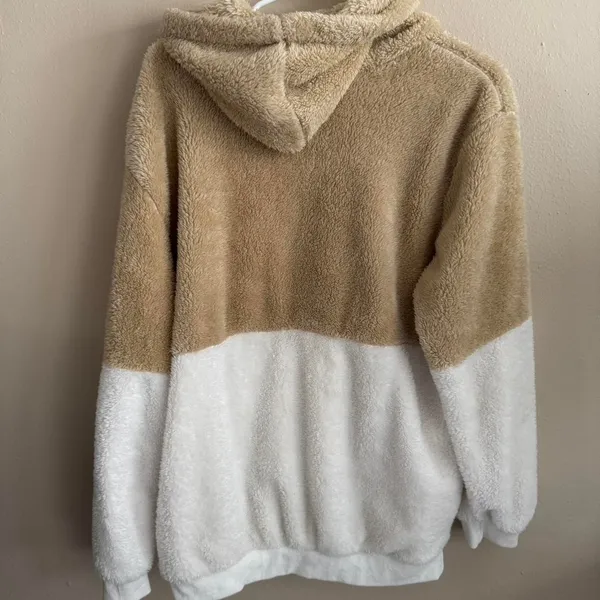 Colorblock Sherpa‎ Pullover Cozy Comfortable Oversized Large - Image 3