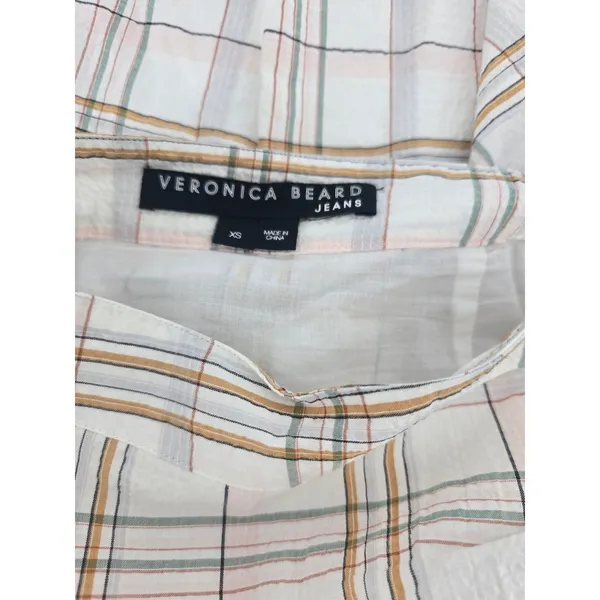 Veronica Beard Jeans Skirt Womens XS Ruffle Faux Wrap Plaid Multi EUC - Image 3