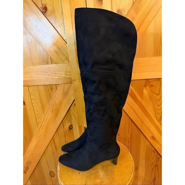 Worthington Valto Faux Suede Black High Over Knee Heeled Boots Size 6M nwt Read - Image 3