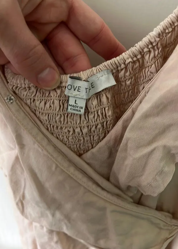 Tan Linen Jumpsuit Size L - Image 3