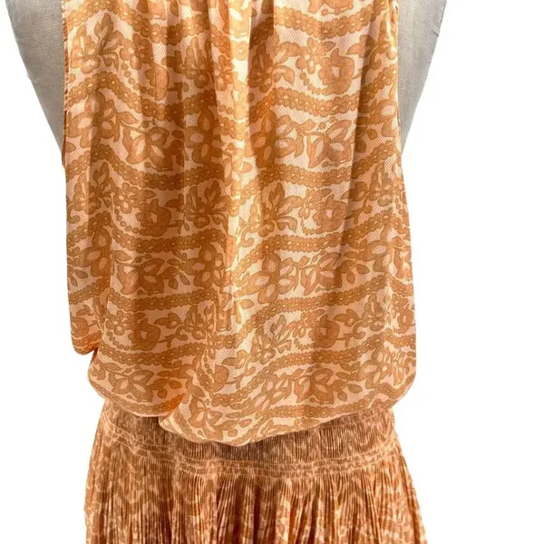 Current Air Los‎ Angeles The Wyland Dress Smocked Mini Orange Floral Size Small - Image 12