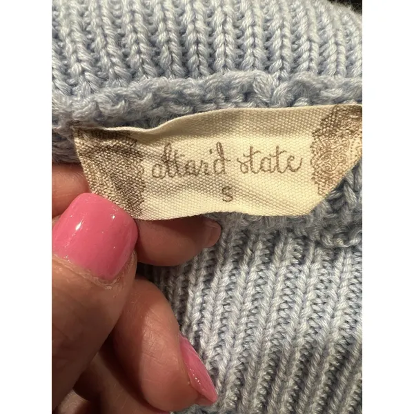 Altar’d State Top Adult Blue Crop Long Sleeve Knit Sweater Women’s Small - Image 5