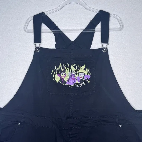 Disney Villains Black Embroidered Shortalls Overalls 4X Plus Size Poison Apple - Image 2