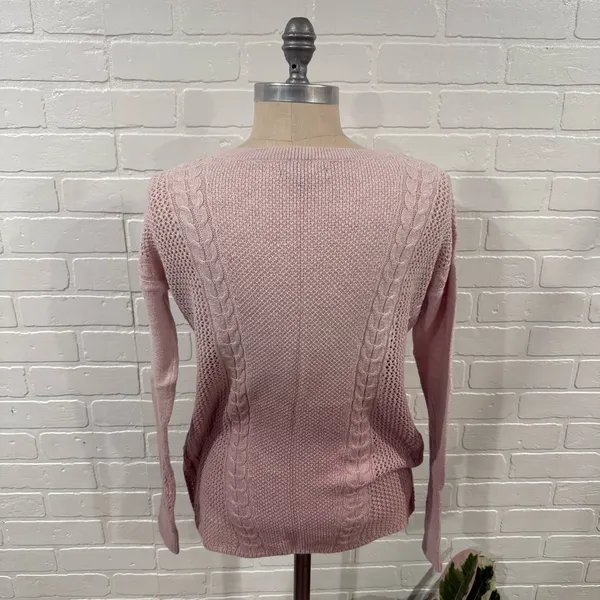 American Eagle Outfitters Ombré Light Pink Cable Knit Sweater - Image 5