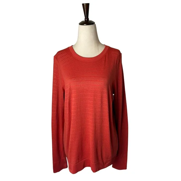 Lululemon Breeze By Long Sleeve Squad‎ Tee Women 10 Orange Top Yoga Athleisure - Image 2