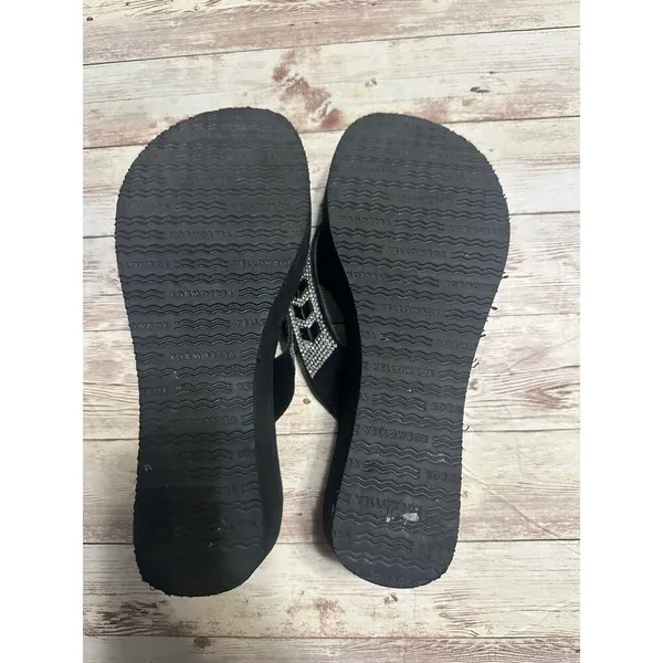 Yellowbox Blingy Flip Flops Women's Size 7.5 Rhinestone Black Platform Thongs - Image 8