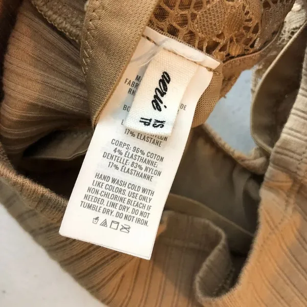 Aerie Womens Ribbed Lace Bralette Top Cropped Brown XS - Image 3