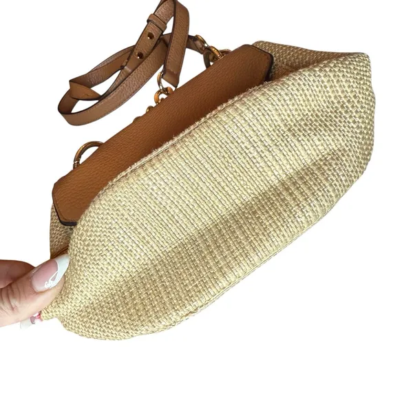 Michael Kors Crossbody Neutral Woven Leather‎ Small Shoulder Bag Chain Strap - Image 5