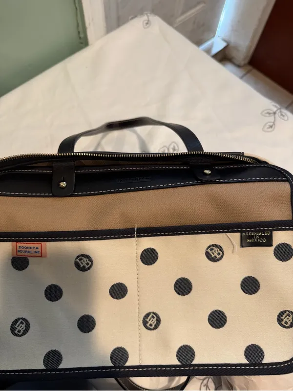 Dooney & Bourke Black and White Polka Dot Tote - Image 8