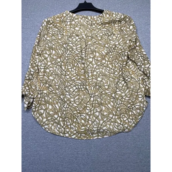Women's Michael Kors Blouse, Size L, White & Gold Chain Print - Image 4
