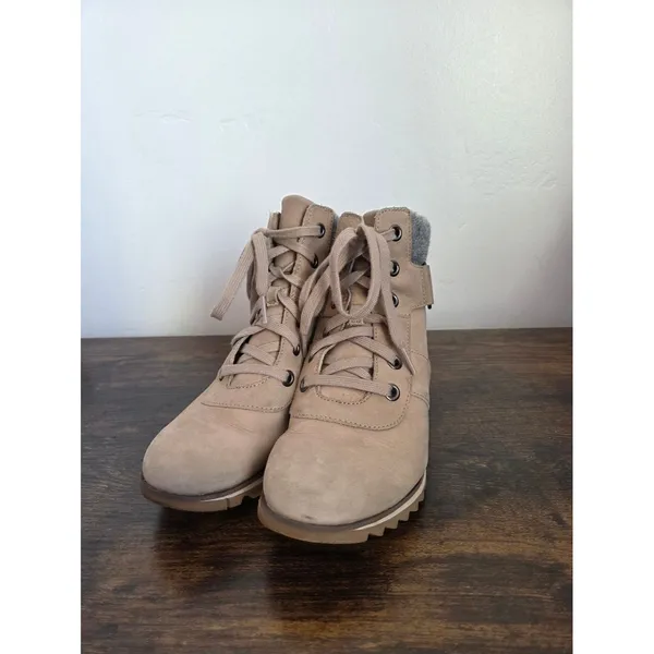 Sorel Lennox Boot Leather Tan Brown Mid Calf Outdoor Gorpcore Utility Women 7.5 - Image 4