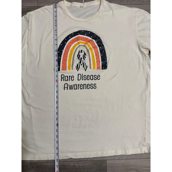 100%‎ Cotton Rare Disease Awareness Rainbow Zebra Ribbon Tee Cream 3XL Earthy - Image 5