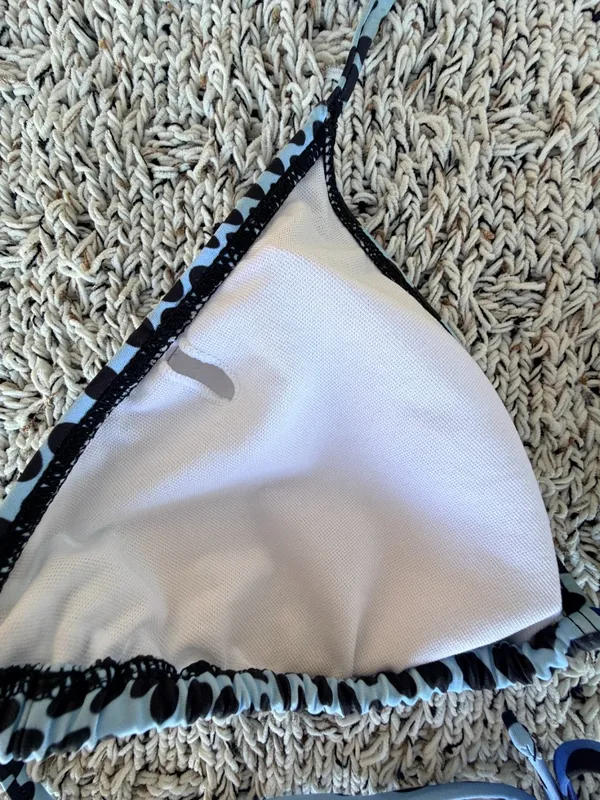 Amazon Blue and Black Polka Dot Ombre Bikini Top | Size Large - Image 4