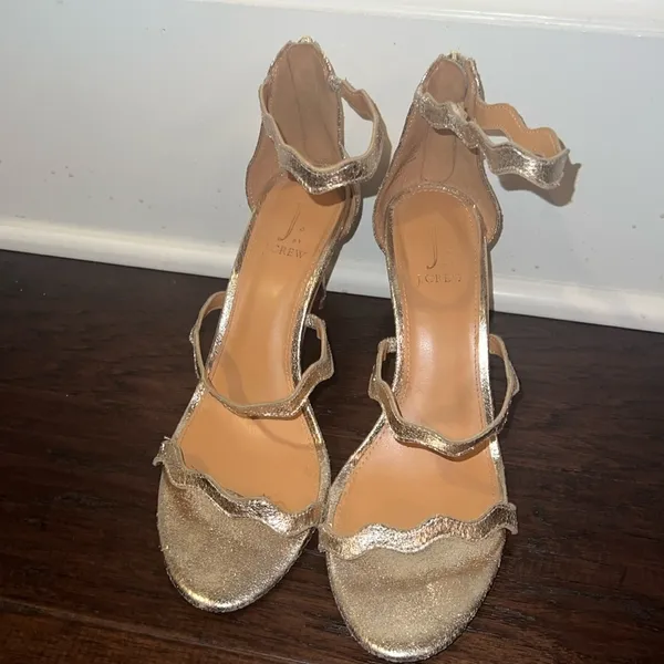 J. Crew Gold Heeled Sandals Size 9 - Image 2