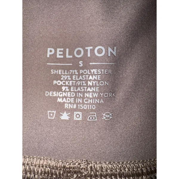 Peloton‎ Womens High Waisted Biker Shorts Brown Taupe Side Pockets Size S - Image 5