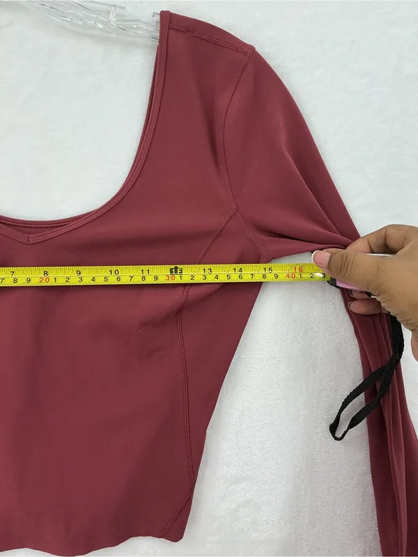 lululemon athletica Long Sleeve Scoop-Neck Top in Burgundy 1100 - Image 4