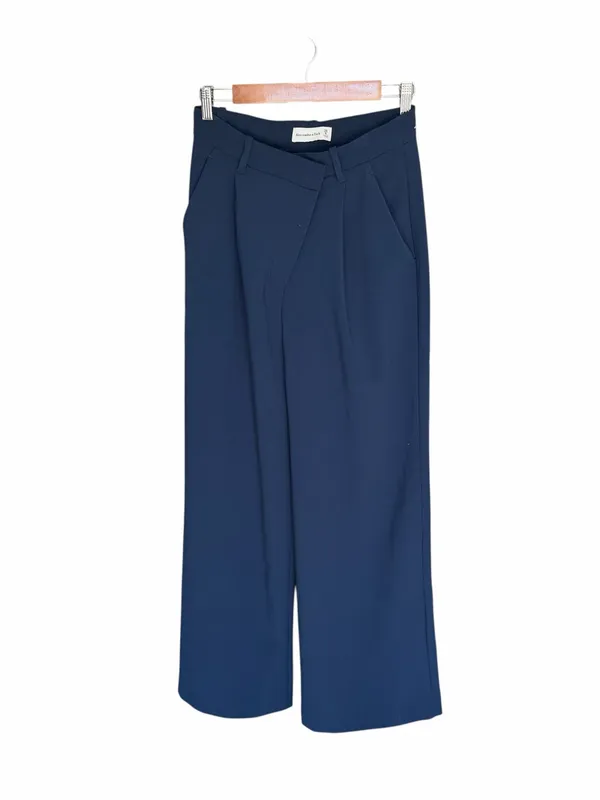 Abercrombie - Sloane Tailored Wide Leg Pants Navy Size 28/6 Long - Image 2