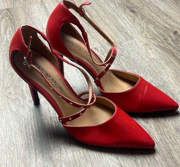 Christian Siriano Red Strappy Heels Size 9 - Image 6