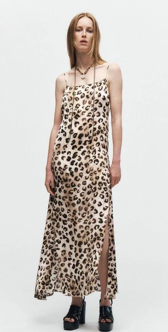 Zara maxi dress Satin animal print leopard cheetah flowy casual summer - Image 19