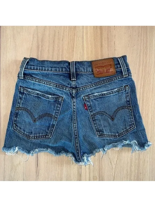Levi’s Distressed Cut Off Denim Jean Shorts Button Fly Size 25 - Image 2