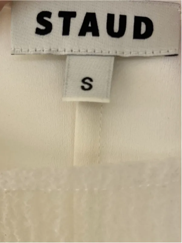 STAUD Brea Shift Mini Dress S Ivory Sheer Minimalist Clean Girl Business Casual - Image 11