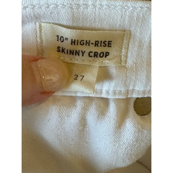 Madewell Jeans Women 27 White Denim Button Fly 10 Inch High Rise‎ Skinny Crop - Image 10