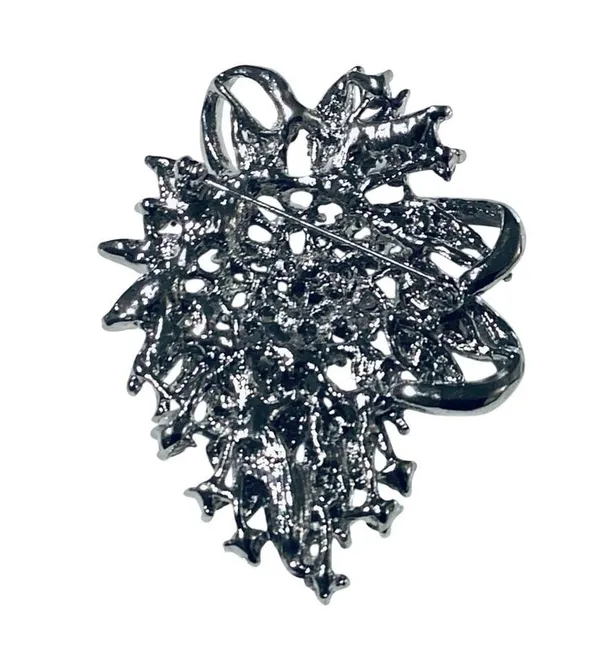 Belagio Women's Bouquet Rhinestone Brooch, Silver - Image 3
